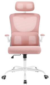 Sedia da ufficio - Sedia da gaming - Rete traspirante - Regolabile in altezza - Girevole - Funzione basculante - Braccioli - Poggiatesta - Rosa