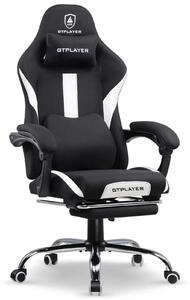 Sedia da gaming - Sedia da ufficio GT905 - Ergonomica - Tessuto traspirante - Girevole con rotelle - Con braccioli - Fino a 150 kg - 55x55x130 cm - Nero/Bianco