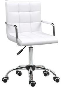Sedia da ufficio per l'home office - Sedia da scrivania - Ecopelle - Regolabile in altezza - Girevole - Imbottita - Portata massima: 120 kg - Colore: bianco
