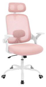 Sedia da ufficio - Sedia da ufficio ergonomica con rivestimento in rete - Regolabile in altezza - Girevole - Con poggiatesta - Con supporto lombare - Con braccioli - Colore blu