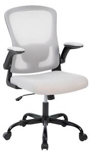 Sedia da ufficio ergonomica - Sedia da scrivania - Supporto lombare regolabile - Braccioli ribaltabili - Schienale alto in rete - Rotazione a 360° - Regolabile in altezza - Grigio