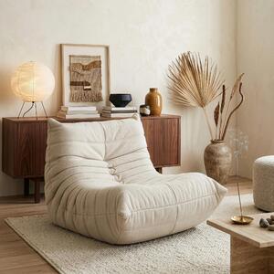 Poltrona da terra 'Kodsø' imbottita con schienale 75 x 90 x 100 cm in ciniglia beige