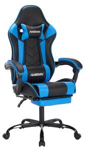 Sedia da gaming, sedia da ufficio, sedia da computer - ergonomica, con poggiapiedi, supporto lombare, regolabile in altezza, girevole con rotelle, con braccioli - colore blu