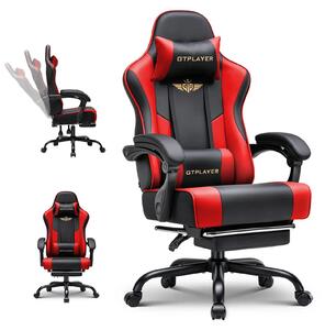 Sedia da gaming GT806 - Sedia ergonomica per scrivania - Regolabile in altezza e girevole a 360° - Con poggiapiedi e poggiatesta - Supporto lombare e braccioli - Rivestita in ecopelle con rotelle - Colore: rosso