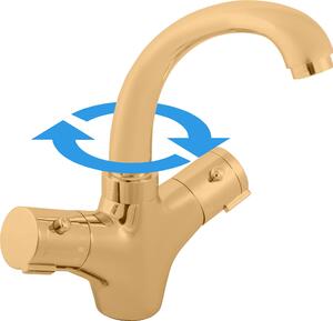 TERMOSTATICO - Miscelatore per lavabo senza scarico, Oro - spazzolato TRM26.0ZK, RAV Slezák