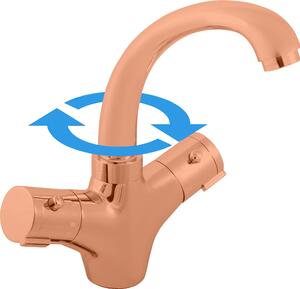 TERMOSTATICO - Miscelatore per lavabo senza scarico, Oro rosa - spazzolato TRM26.0ZRK, RAV Slezák