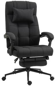 Sedia da ufficio ergonomica - Sedia da scrivania - Regolabile in altezza e girevole - Funzione di inclinazione - Poggiatesta - Braccioli - Poggiapiedi - Ecopelle nera