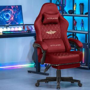 Sedia da gioco e da ufficio - GT830 - Ergonomica - Regolabile in altezza - Girevole - Rivestimento in tessuto - Con braccioli e rotelle - Rossa
