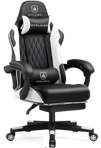 Sedia da gaming - Sedia da ufficio GTP900 - Ergonomica con poggiapiedi - Supporto lombare e cuscini regolabili - Girevole con rotelle - Portata massima 150 kg - Bianca
