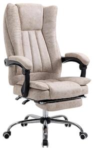 Sedia da ufficio - Sedia da scrivania - Con poggiapiedi - Funzione di inclinazione - Regolabile in altezza - Girevole - Rivestita in ecopelle - Colori: beige, nero, argento
