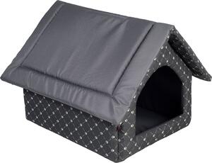 Elegante grotta per cani, casa per cani | Dimensioni XL: 44 x 55 x 43 cm | Colore: nero - motivo: zampe