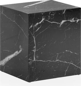 WOHNLING Tavolino MONOBLOC 40x40x45 cm Nero lucido con aspetto marmoreo Tavolo da salotto Cube Tavolo quadrato da divano Tavolino da salotto Cube-