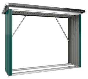 Outsunny Casetta per Legna di Acciaio Zincato con Base Sollevata e Tetto Inclinato 213x66,5x150 cm Verde | Aosom Italy