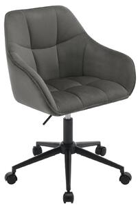 Sedia da ufficio - Sedia ergonomica - Rivestimento in velluto - Regolabile in altezza - Girevole - Braccioli - Ruote - Grigio scuro