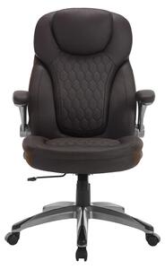 Sedia da ufficio ergonomica - Sedia per conferenze - Schienale alto - Regolabile in altezza - Girevole - Seduta imbottita - Rivestita in ecopelle - Marrone