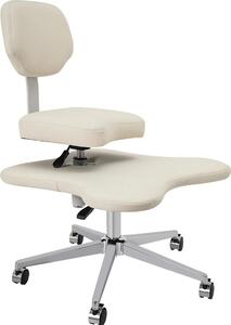Sedia per seduta a gambe incrociate - Sedia da ufficio/meditazione - Regolabile in altezza - Rotella, 5 ruote - Portata massima 130 kg - Schienale 38 cm - Rivestimento in ecopelle - Bianco
