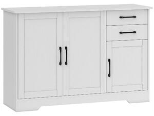 HOMCOM Credenza Buffet da cucina con 3 porte, 2 cassetti e ripiano regolabile, 120 x 38 x 79 cm, Bianco | Aosom Italy