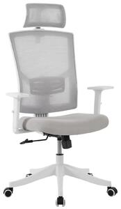 Sedia da ufficio ergonomica - sedia da scrivania - supporto lombare regolabile - poggiatesta - funzione basculante e bloccabile - braccioli pieghevoli - portata massima 160 kg - colore grigio