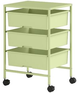 HOMCOM Carrello da Cucina a 4 Livelli, con Ruote, 3 Ceste e Pannello superiore 40,8x33,5x60,5 cm Verde | Aosom Italy