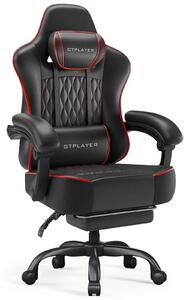 Sedia da gaming e da ufficio - GTP6002 - Ergonomica - Regolabile in altezza - Girevole a 360° - Imbottitura extra spessa - Pelle finta - Nero/Rosso