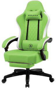 Sedia da gaming - Sedia da ufficio ergonomica - Rivestita in ecopelle - Cuscino del sedile imbottito - Regolabile in altezza - Poggiapiedi - Rotazione a 360° - Capacità massima: 150 kg - Verde