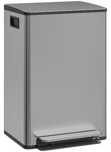 HOMCOM Pattumiera da 50 L a pedale, con secchio estraibile e chiusura soft, 41,7x36,6x62 cm, Argento | Aosom Italy