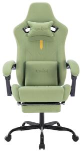 Sedia da gaming, sedia per computer, sedia da ufficio - Design ergonomico - Altezza regolabile - Poggiapiedi estraibile - Supporto lombare - Braccioli - Rotella e base girevole - Verde
