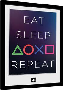 Quadro Playstation - Eat Sleep Repeat, Poster Incorniciato