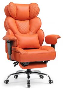 Sedia ergonomica da gaming e da ufficio - CH910 - Regolabile in altezza - Supporto lombare - Poggiapiedi estraibile - Rotante a 360° con rotelle - Portante fino a 180 kg - Arancione
