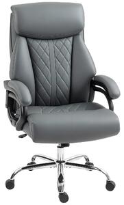 Sedia da ufficio ergonomica - Poltrona da ufficio per dirigenti - Rivestita in ecopelle - Struttura in metallo - Schienale alto con poggiatesta - Regolabile in altezza - Funzione basculante - Grigio antracite