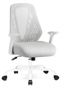 Sedia da ufficio ergonomica - Sedia girevole da ufficio in rete - Braccioli fissi - Regolabile in altezza con pistone a gas - Girevole a 360° con rotelle - Schienale traspirante - Colore avorio