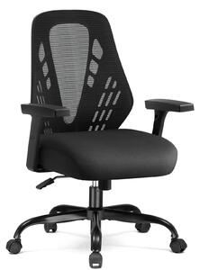 Sedia da ufficio ergonomica - Sedia da scrivania - Rete traspirante - Braccioli regolabili - Regolabile in altezza - Funzione oscillante - Rotazione a 360° - Nero