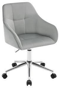 Sedia da ufficio - Sedia ergonomica - Rivestita in velluto - Regolabile in altezza - Girevole - Con braccioli - Con rotelle - Grigio chiaro