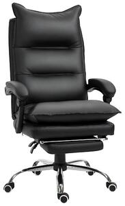 Sedia da ufficio - Sedia ergonomica per scrivania - Regolabile in altezza - Girevole - Con braccioli e poggiapiedi - Rivestita in ecopelle imbottita - Colore nero