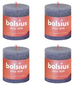 Bolsius Candele Rustiche a Colonna Shine 4 pz 80x68 mm Blu Crepuscolo