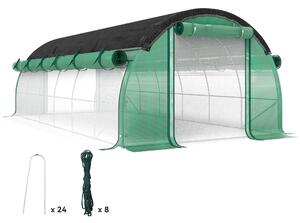 Outsunny Serra a Tunnel con rete parasole e Porta, pareti laterali a rullo, copertura in plastica e telaio in acciaio, 6x3x2 m, Verde | Aosom Italy