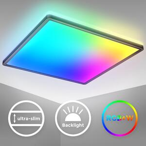B.K.Licht I Lampada da soffitto LED RGB I Pannello LED ultra piatto I cambio colore I Lampada da soffitto RGBW dimmerabile I illuminazione indiretta I telecomando I Nero