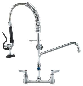 VEVOR Rubinetto commerciale con doccetta pre-lavello, altezza 63 cm, bocca girevole 305 mm, montaggio a parete Rubinetto per lavello, struttura in ottone con doccetta estraibile, per lavello a 1/2/3 scomparti