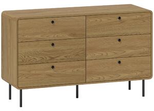 HOMCOM Cassettiera con 6 Cassetti, Mobile Contenitore Stile Moderno con Angoli Arrotondati e Gambe in Acciaio, 120x40x75 cm, Effetto Legno di Rovere | Aosom Italy