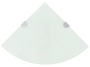 Scaffale Angolare con Supporto in Cristallo Vetro Bianco 35x35 cm
