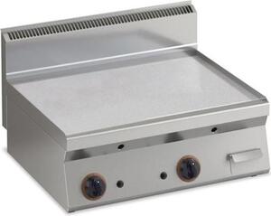 Piastra per grill a gas KBS, superficie liscia cromata, 796 x 555 mm, 2 zone di riscaldamento, modello da tavolo