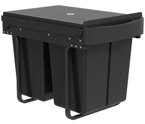 HOMCOM Pattumiera Sottolavello Estraibile, Pattumiera per Raccolta Differenziata, 2x20L, Secchi Interni Removibili, 52x33,5x41 cm, Nero | Aosom Italy