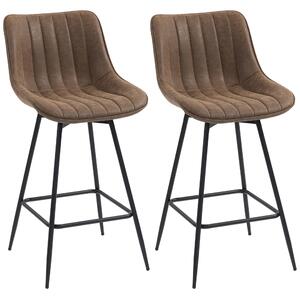 HOMCOM Set di 2 Sgabelli da Bar, Sedie da Bar in PU con Seduta Imbottita, Schienale e Poggiapiedi, 47x54,5x97,5 cm, Marrone | Aosom Italy