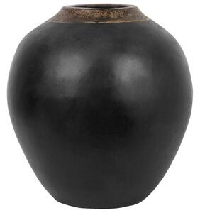 Vaso Decorativo Vaso da Tavolo in terracotta Nera da 31 cm con Collo dorato Beliani