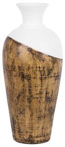 Vaso Decorativo Alto in Legno Chiaro e terracotta Bianca 44 cm Vaso da Terra da Tavolo Beliani