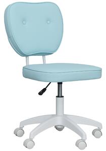 Vinsetto Sedia da Ufficio Girevole Rivestita in PU con Altezza Regolabile, Senza Braccioli, Portata 120 kg, 46x59x82-92 cm, Blu Chiaro | Aosom Italy