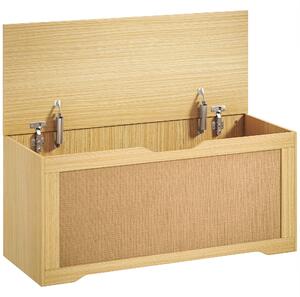 HOMCOM Panca Contenitore in Rattan 136L, Panca con Coperchio Sollevabile e 2 Cerniere di Sicurezza, Rovere | Aosom Italy