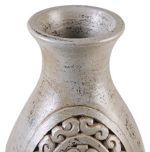 Vaso decorativo alto in argilla grigia 51 cm Vaso da pavimento dipinto a mano di ispirazione greca Beliani