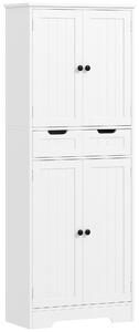 HOMCOM Mobile da Bagno, Mobile Contenitore con Cassetto e 4 Ante, Stile Moderno, 60x30x160 cm, Bianco | Aosom Italy