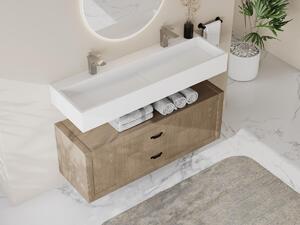 Piano lavabo da parete in Solid Surface L120 x l40 x H15 cm Bianco - YAMDROK